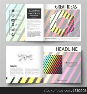 Business templates for square design bi fold brochure, magazine, flyer, booklet or annual report. Leaflet cover, abstract flat layout, easy editable vector. Bright color rectangles, colorful design with geometric rectangular shapes forming abstract beautiful background.