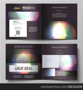 Business templates for square design bi fold brochure, magazine, flyer, booklet or annual report. Leaflet cover, abstract flat layout, easy editable vector. Retro style, mystical Sci-Fi background. Futuristic trendy design.