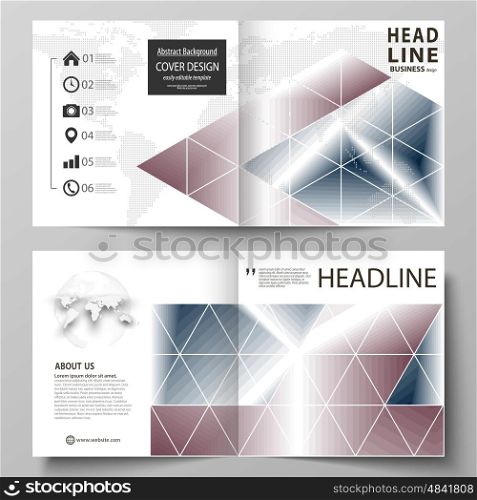Business templates for square design bi fold brochure, magazine, flyer, booklet or annual report. Leaflet cover, abstract flat layout, easy editable vector. Simple monochrome geometric pattern. Abstract polygonal style, stylish modern background.