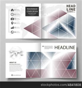 Business templates for square design bi fold brochure, magazine, flyer, booklet or annual report. Leaflet cover, abstract flat layout, easy editable vector. Simple monochrome geometric pattern. Abstract polygonal style, stylish modern background.