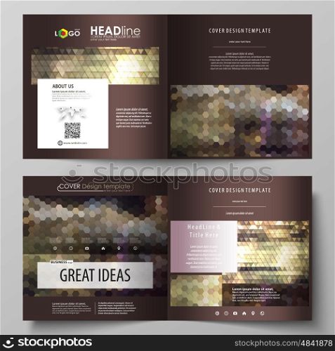 Business templates for square design bi fold brochure, magazine, flyer, booklet or annual report. Leaflet cover, abstract flat layout, easy editable vector. Abstract multicolored backgrounds. Geometrical patterns. Triangular and hexagonal style.