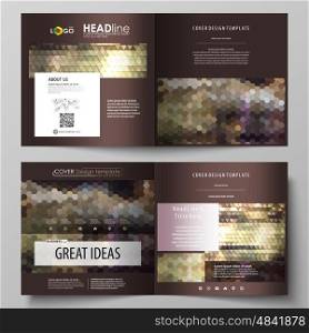 Business templates for square design bi fold brochure, magazine, flyer, booklet or annual report. Leaflet cover, abstract flat layout, easy editable vector. Abstract multicolored backgrounds. Geometrical patterns. Triangular and hexagonal style.