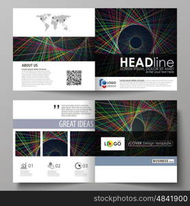 Business templates for square design bi fold brochure, magazine, flyer, booklet or annual report. Leaflet cover, abstract flat layout, easy editable vector. Bright color lines, colorful beautiful background. Perfect decoration.