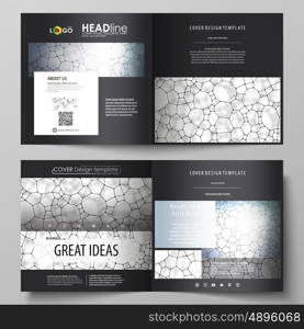 Business templates for square design bi fold brochure, magazine, flyer, booklet or annual report. Leaflet cover, abstract flat layout, easy editable vector. Chemistry pattern, molecular texture, polygonal molecule structure, cell. Medicine, science, microbiology concept.