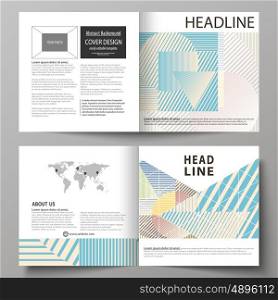 Business templates for square design bi fold brochure, magazine, flyer, booklet or annual report. Leaflet cover, abstract flat layout, easy editable vector. Minimalistic design with lines, geometric shapes forming beautiful background.