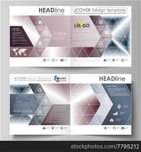 Business templates for square design bi fold brochure, magazine, flyer, booklet or annual report. Leaflet cover, abstract flat layout, easy editable vector. Simple monochrome geometric pattern. Abstract polygonal style, stylish modern background.. Business templates for square design bi fold brochure, magazine, flyer or report. Leaflet cover, vector layout. Simple monochrome geometric pattern. Abstract polygonal style, stylish modern background
