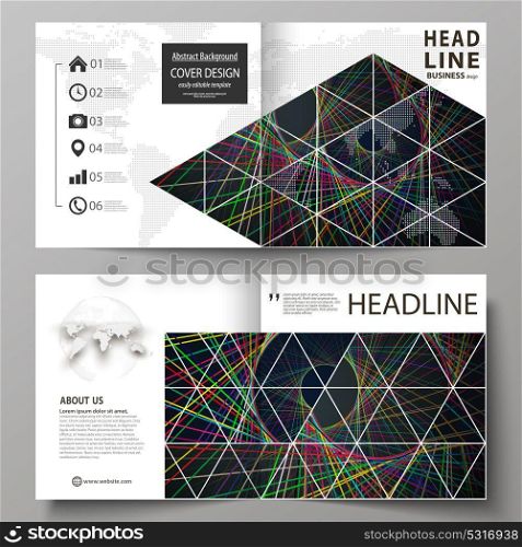 Business templates for square design bi fold brochure, magazine, flyer, booklet or report. Leaflet cover, abstract vector layout. Bright color lines, colorful beautiful background. Perfect decoration.. Business templates for square design bi fold brochure, magazine, flyer, booklet or annual report. Leaflet cover, abstract flat layout, easy editable vector. Bright color lines, colorful beautiful background. Perfect decoration.