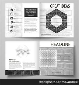 Business templates for square design bi fold brochure, magazine, flyer. Leaflet cover, vector layout. Abstract infinity background, 3d structure, rectangles forming illusion of depth and perspective.. Business templates for square design bi fold brochure, magazine, flyer, booklet or annual report. Leaflet cover, abstract flat layout, easy editable vector. Abstract infinity background, 3d structure with rectangles forming illusion of depth and perspective.
