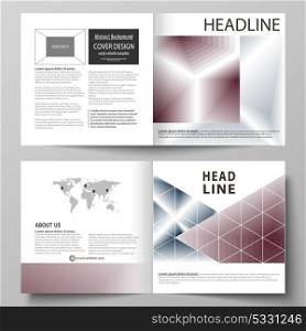 Business templates for square design bi fold brochure, magazine, flyer or report. Leaflet cover, vector layout. Simple monochrome geometric pattern. Abstract polygonal style, stylish modern background. Business templates for square design bi fold brochure, magazine, flyer, booklet or annual report. Leaflet cover, abstract flat layout, easy editable vector. Simple monochrome geometric pattern. Abstract polygonal style, stylish modern background.