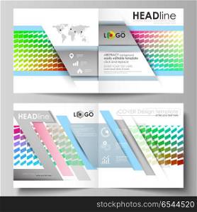 Business templates for square design bi fold brochure, magazine, flyer, report. Leaflet cover, vector layout. Colorful rectangles, moving dynamic shapes forming abstract polygonal style background.. Business templates for square design bi fold brochure, magazine, flyer, booklet or annual report. Leaflet cover, abstract flat layout, easy editable vector. Colorful rectangles, moving dynamic shapes forming abstract polygonal style background.