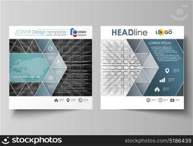 Business templates for square design brochure, flyer, booklet, report. Leaflet cover, vector layout. Abstract infinity background, 3d structure, rectangles forming illusion of depth and perspective.. Business templates for square design brochure, magazine, flyer, booklet or annual report. Leaflet cover, abstract flat layout, easy editable vector. Abstract infinity background, 3d structure with rectangles forming illusion of depth and perspective.