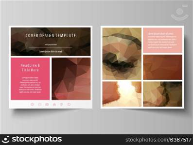 Business templates for square design brochure, magazine, flyer, booklet. Leaflet cover, abstract vector layout. Romantic couple kissing. Beautiful background. Geometrical pattern in triangular style.. Business templates for square design brochure, magazine, flyer, booklet or annual report. Leaflet cover, abstract flat layout, easy editable vector. Romantic couple kissing. Beautiful background. Geometrical pattern in triangular style.