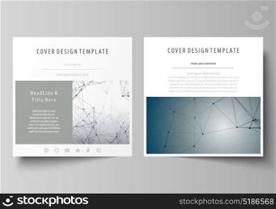 Business templates for square design brochure, magazine, flyer, booklet. Leaflet cover, vector layout. DNA and neurons molecule structure. Medicine, science, technology concept. Scalable graphic.. Business templates for square design brochure, magazine, flyer, booklet or annual report. Leaflet cover, abstract flat layout, easy editable vector. DNA and neurons molecule structure. Medicine, science, technology concept. Scalable graphic.