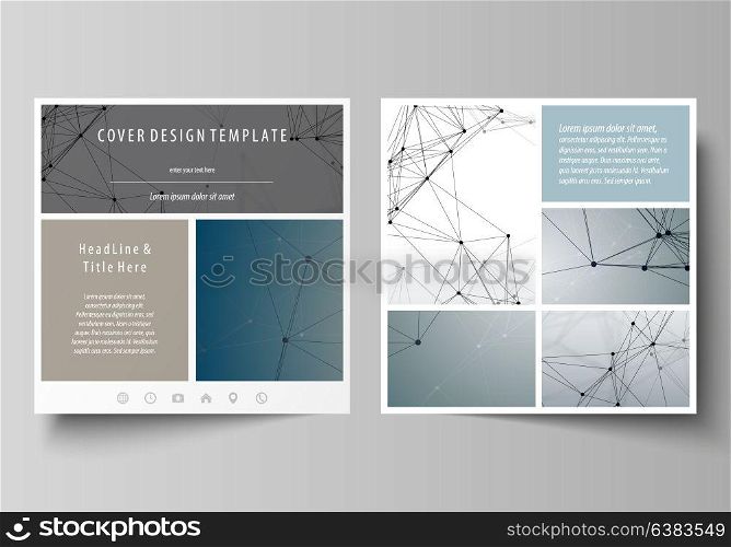 Business templates for square design brochure, magazine, flyer, booklet. Leaflet cover, vector layout. DNA and neurons molecule structure. Medicine, science, technology concept. Scalable graphic.. Business templates for square design brochure, magazine, flyer, booklet or annual report. Leaflet cover, abstract flat layout, easy editable vector. DNA and neurons molecule structure. Medicine, science, technology concept. Scalable graphic.