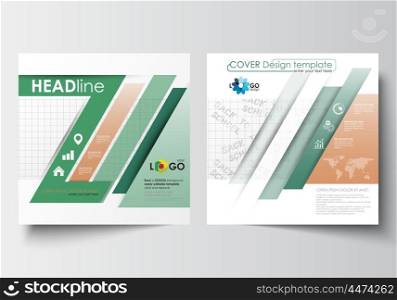 Business templates for square design brochure, magazine, flyer, booklet or annual report. Leaflet cover, abstract flat layout, easy editable blank. Back to school background with letters made from halftone dots, vector illustration