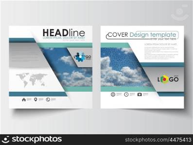 Business templates for square design brochure, magazine, flyer, booklet or annual report. Leaflet cover, abstract blue flat layout, easy editable blank, vector illustration.
