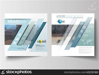 Business templates for square design brochure, magazine, flyer, booklet or annual report. Leaflet cover, abstract flat layout, easy editable blank. Abstract business background, blurred image, urban landscape, modern stylish vector.