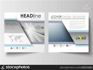 Business templates for square design brochure, magazine, flyer, booklet or annual report. Leaflet cover, abstract flat layout, easy editable blank. Abstract blue or gray business pattern with lines, modern stylish vector texture.