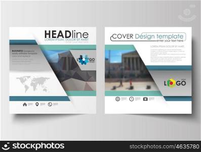 Business templates for square design brochure, magazine, flyer, booklet or annual report. Leaflet cover, abstract flat layout, easy editable blank. Abstract business background, blurred image, urban landscape, modern stylish vector.