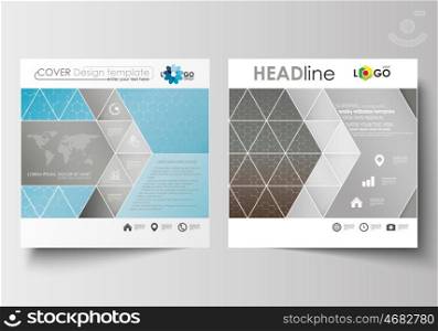 Business templates for square design brochure, magazine, flyer, booklet or annual report. Leaflet cover, abstract flat layout, easy editable blank. Scientific medical research, chemistry pattern, hexagonal design molecule structure, science vector background.