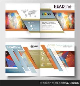 Business templates for square design brochure, magazine, flyer, booklet or annual report. Leaflet cover, abstract flat layout, easy editable blank. Abstract colorful triangle design vector background with polygonal molecules.