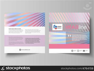 Business templates for square design brochure, magazine, flyer, booklet or annual report. Leaflet cover, abstract flat layout, easy editable vector. Sweet pink and blue decoration, pretty romantic design, cute candy background.