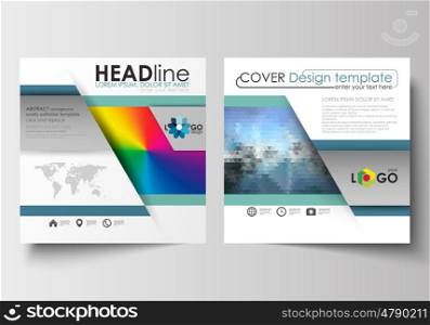Business templates for square design brochure, magazine, flyer, booklet or annual report. Leaflet cover, abstract flat layout, easy editable blank. Abstract triangles, blue triangular background, modern colorful polygonal vector.