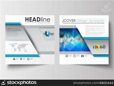 Business templates for square design brochure, magazine, flyer, booklet or annual report. Leaflet cover, abstract flat layout, easy editable blank. Abstract triangles, blue and gray triangular background, modern polygonal vector.