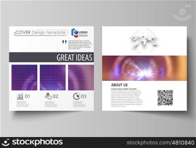 Business templates for square design brochure, magazine, flyer, booklet or annual report. Leaflet cover, abstract flat layout, easy editable vector. Bright color colorful design, beautiful futuristic background.