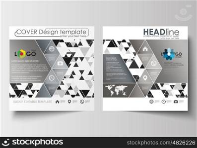 Business templates for square design brochure, magazine, flyer, booklet or annual report. Leaflet cover, abstract flat layout, easy editable blank. Abstract triangle design background, modern gray color polygonal vector.