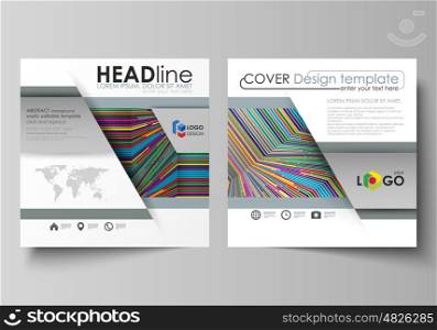Business templates for square design brochure, magazine, flyer, booklet or annual report. Leaflet cover, abstract flat layout, easy editable vector. Bright color lines, colorful style with geometric shapes forming beautiful minimalist background.