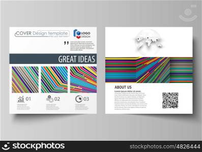 Business templates for square design brochure, magazine, flyer, booklet or annual report. Leaflet cover, abstract flat layout, easy editable vector. Bright color lines, colorful style with geometric shapes forming beautiful minimalist background.