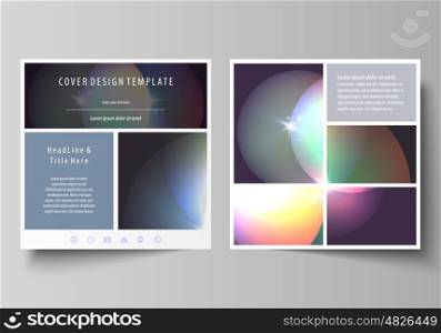 Business templates for square design brochure, magazine, flyer, booklet or annual report. Leaflet cover, abstract flat layout, easy editable vector. Retro style, mystical Sci-Fi background. Futuristic trendy design.