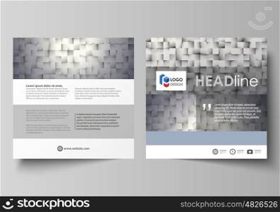 Business templates for square design brochure, magazine, flyer, booklet or annual report. Leaflet cover, abstract flat layout, easy editable vector. Pattern made from squares, gray background in geometrical style. Simple texture.