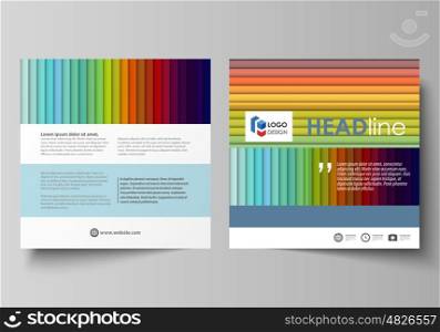 Business templates for square design brochure, magazine, flyer, booklet or annual report. Leaflet cover, abstract flat layout, easy editable vector. Bright color rectangles, colorful design with overlapping geometric rectangular shapes forming abstract beautiful background.