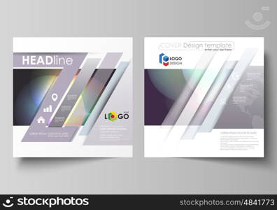 Business templates for square design brochure, magazine, flyer, booklet or annual report. Leaflet cover, abstract flat layout, easy editable vector. Retro style, mystical Sci-Fi background. Futuristic trendy design.