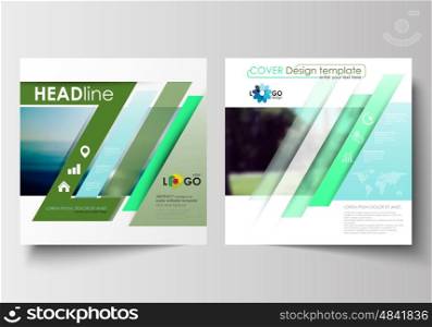 Business templates for square design brochure, magazine, flyer, booklet or annual report. Leaflet cover, abstract flat style travel decoration layout, easy editable vector template, colorful blurred natural landscape.