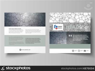 Business templates for square design brochure, magazine, flyer, booklet or annual report. Leaflet cover, abstract flat layout, easy editable vector. Chemistry pattern, molecular texture, polygonal molecule structure, cell. Medicine, science, microbiology concept