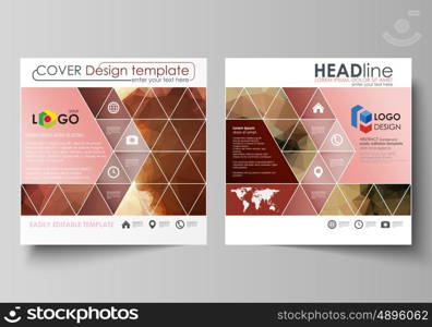 Business templates for square design brochure, magazine, flyer, booklet or annual report. Leaflet cover, abstract flat layout, easy editable vector. Beautiful background. Geometrical colorful polygonal pattern in triangular style.