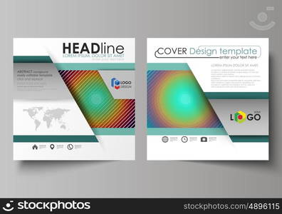 Business templates for square design brochure, magazine, flyer, booklet or annual report. Leaflet cover, abstract flat layout, easy editable vector. Minimalistic design with circles, diagonal lines. Geometric shapes forming beautiful retro background.