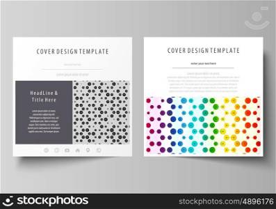 Business templates for square design brochure, magazine, flyer, booklet or annual report. Leaflet cover, abstract flat layout, easy editable vector. Chemistry pattern, hexagonal design molecule structure, scientific, medical DNA research. Geometric colorful background.