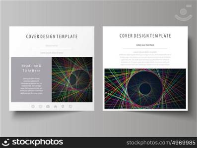 Business templates for square design brochure, magazine, flyer, booklet or annual report. Leaflet cover, abstract vector layout. Bright color lines, colorful beautiful background. Perfect decoration.. Business templates for square design brochure, magazine, flyer, booklet or annual report. Leaflet cover, abstract flat layout, easy editable vector. Bright color lines, colorful beautiful background. Perfect decoration.