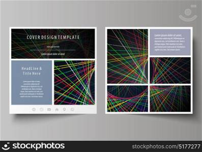 Business templates for square design brochure, magazine, flyer, booklet or annual report. Leaflet cover, abstract vector layout. Bright color lines, colorful beautiful background. Perfect decoration. Business templates for square design brochure, magazine, flyer, booklet or annual report. Leaflet cover, abstract vector layout. Bright color lines, colorful beautiful background. Perfect decoration.