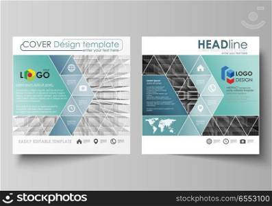 Business templates for square design brochure, magazine, flyer, booklet or annual report. Leaflet cover, abstract flat layout, easy editable vector. Abstract infinity background, 3d structure with rectangles forming illusion of depth and perspective.. Business templates for square design brochure, flyer, booklet, report. Leaflet cover, vector layout. Abstract infinity background, 3d structure, rectangles forming illusion of depth and perspective.