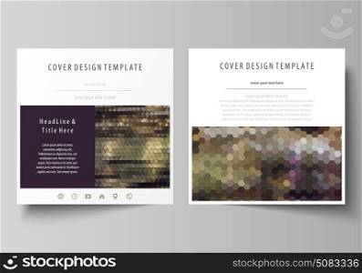 Business templates for square design brochure, magazine, flyer, booklet or report. Leaflet cover, vector layout. Abstract multicolored backgrounds. Geometrical patterns. Triangular and hexagonal style. Business templates for square design brochure, magazine, flyer, booklet or annual report. Leaflet cover, abstract flat layout, easy editable vector. Abstract multicolored backgrounds. Geometrical patterns. Triangular and hexagonal style.