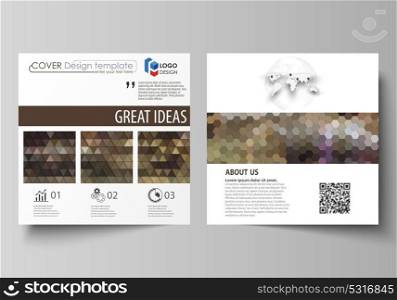 Business templates for square design brochure, magazine, flyer, booklet or report. Leaflet cover, vector layout. Abstract multicolored backgrounds. Geometrical patterns. Triangular and hexagonal style. Business templates for square design brochure, magazine, flyer, booklet or annual report. Leaflet cover, abstract flat layout, easy editable vector. Abstract multicolored backgrounds. Geometrical patterns. Triangular and hexagonal style.