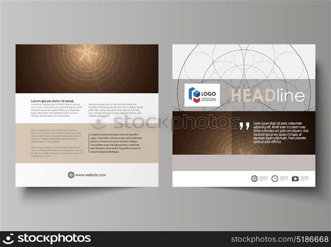 Business templates for square design brochure, magazine, flyer, booklet, report. Leaflet cover, abstract vector layout. Alchemical theme. Fractal art background. Sacred geometry. Mysterious pattern.. Business templates for square design brochure, magazine, flyer, booklet or annual report. Leaflet cover, abstract flat layout, easy editable vector. Alchemical theme. Fractal art background. Sacred geometry. Mysterious relaxation pattern.