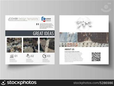 Business templates for square design brochure, magazine, flyer, booklet, report. Leaflet cover, abstract vector layout. Colorful background made of dotted texture for travel business, urban cityscape.. Business templates for square design brochure, magazine, flyer, booklet, report. Leaflet cover, abstract vector layout. Colorful background made of dotted texture for travel business, urban cityscape