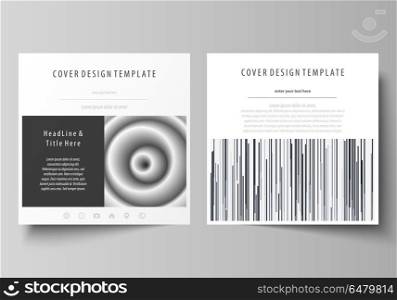 Business templates for square design brochure, magazine, flyer, booklet, report. Leaflet cover, abstract vector layout. Simple monochrome geometric pattern. Minimalistic background. Gray color shapes.. Business templates for square design brochure, magazine, flyer, booklet or annual report. Leaflet cover, abstract flat layout, easy editable vector. Simple monochrome geometric pattern. Minimalistic background. Gray color shapes.