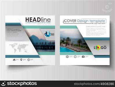 Business templates for square design brochure, magazine, flyer, report. Leaflet cover, abstract flat style travel decoration layout, easy editable vector template, colorful blurred natural landscape.. Business templates for square design brochure, magazine, flyer, booklet or annual report. Leaflet cover, abstract flat style travel decoration layout, easy editable vector template, colorful blurred natural landscape.